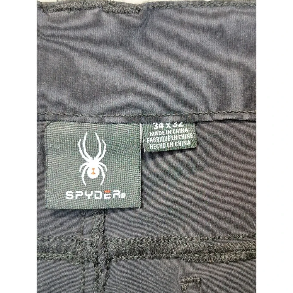 Spyder Pants Mens 34x32 Black‎ 5-Pockets Stretch Flat Front Straight Leg Casual